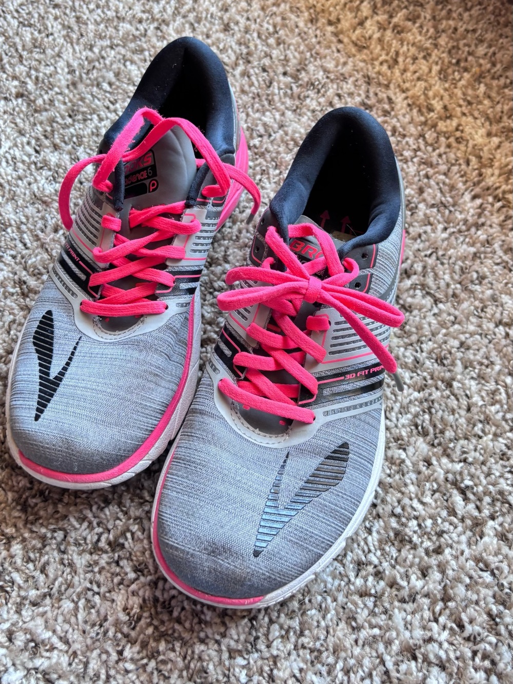 Brooks Women’s Gray and Bright Pink Athletic Running Shoes